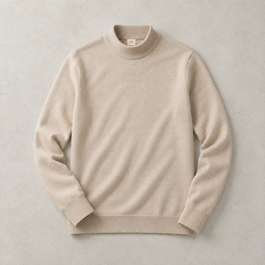Men's Mock Neck Sweater - Knit Casual Pullover