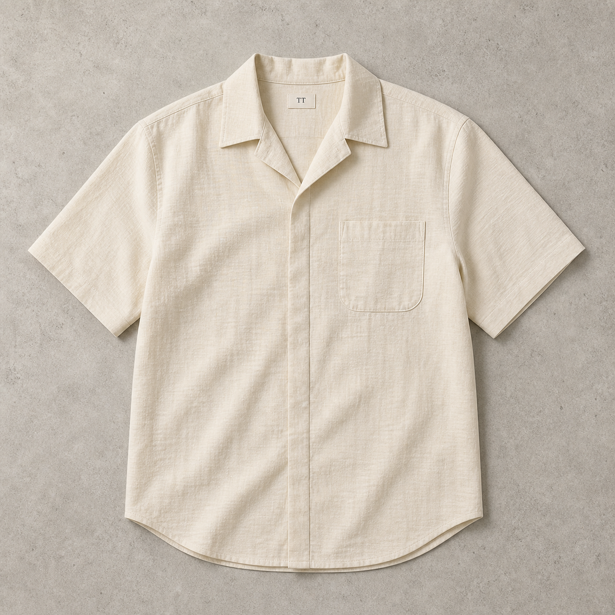 Men's Short Sleeve Shirt - Textured Casual Button Down