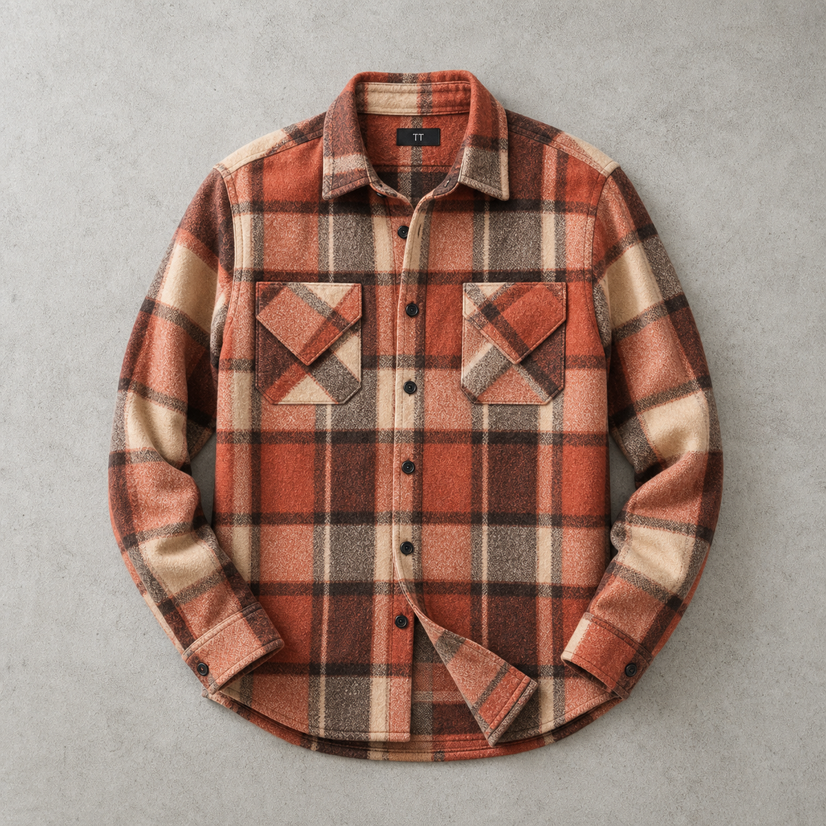 Men's Plaid Shacket - Brushed Button Front Shirt Jacket