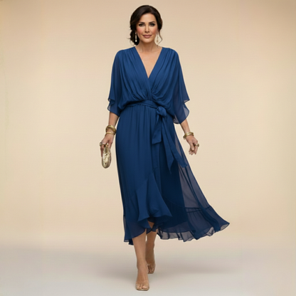Harlisse | Elegant Tie-Waist Wrap Wedding Guest Dress