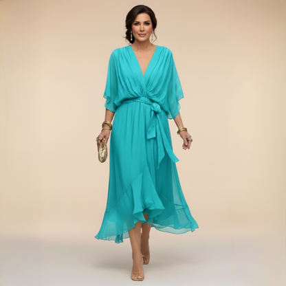 Harlisse | Elegant Tie-Waist Wrap Wedding Guest Dress