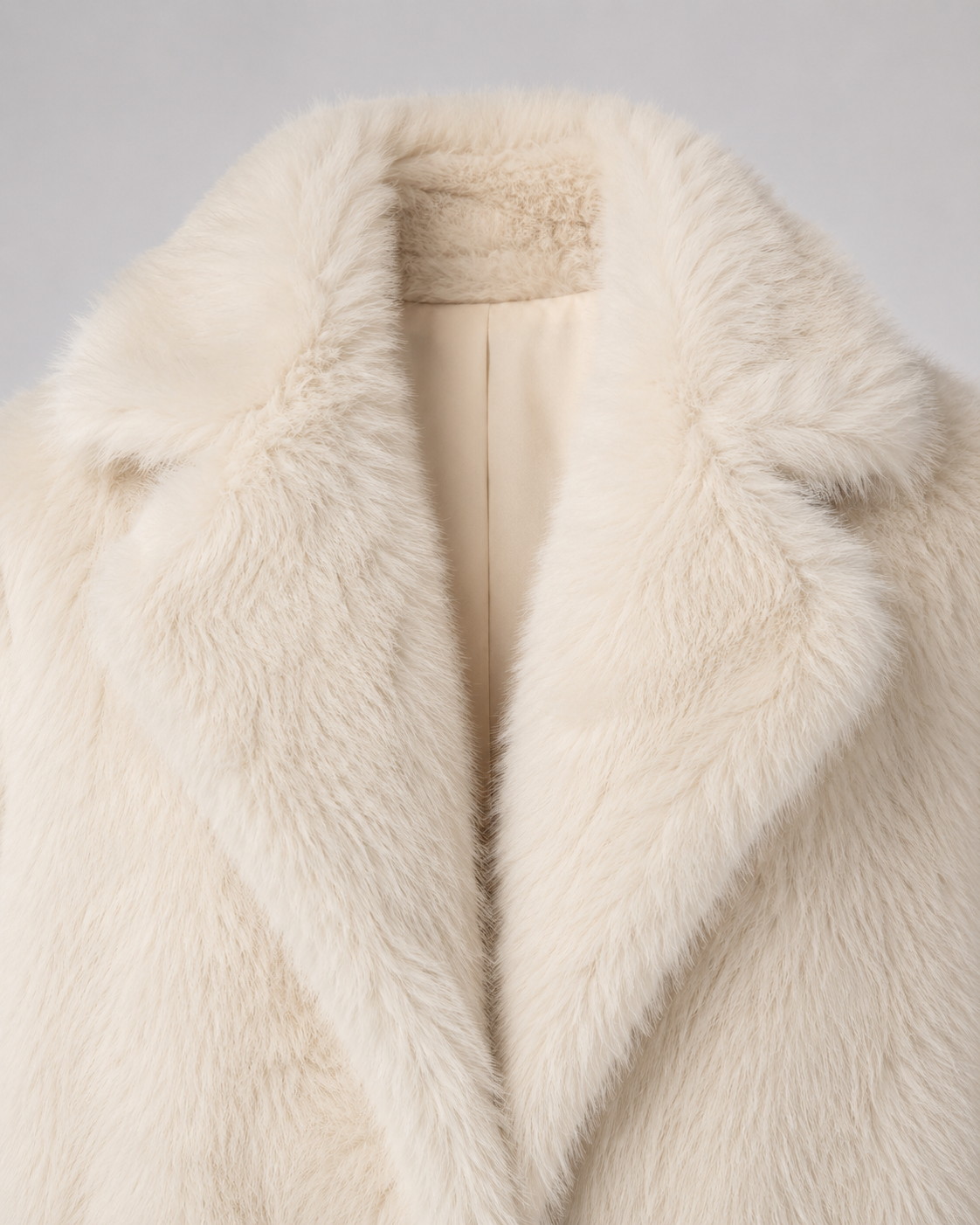 Women's Faux Fur Jacket - Plush Shawl Collar Mid Length Coat