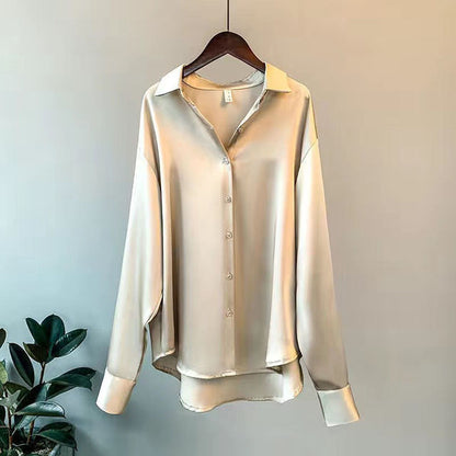 Makenna | Button-Down Office Blouse with Loose Linen Work Style
