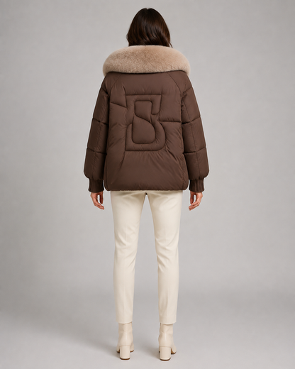 Women's Puffer Jacket - Faux Fur Collar Quilted Winter Coat
