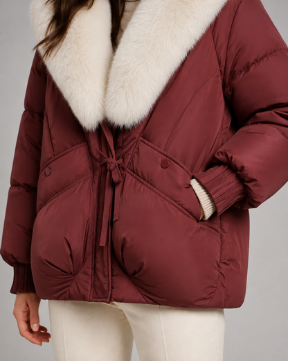 Women's Puffer Jacket - Faux Fur Collar Quilted Winter Coat
