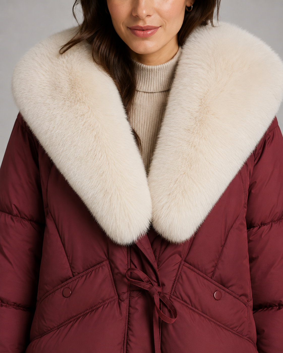 Women's Puffer Jacket - Faux Fur Collar Quilted Winter Coat