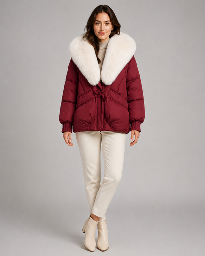 Women's Puffer Jacket - Faux Fur Collar Quilted Winter Coat