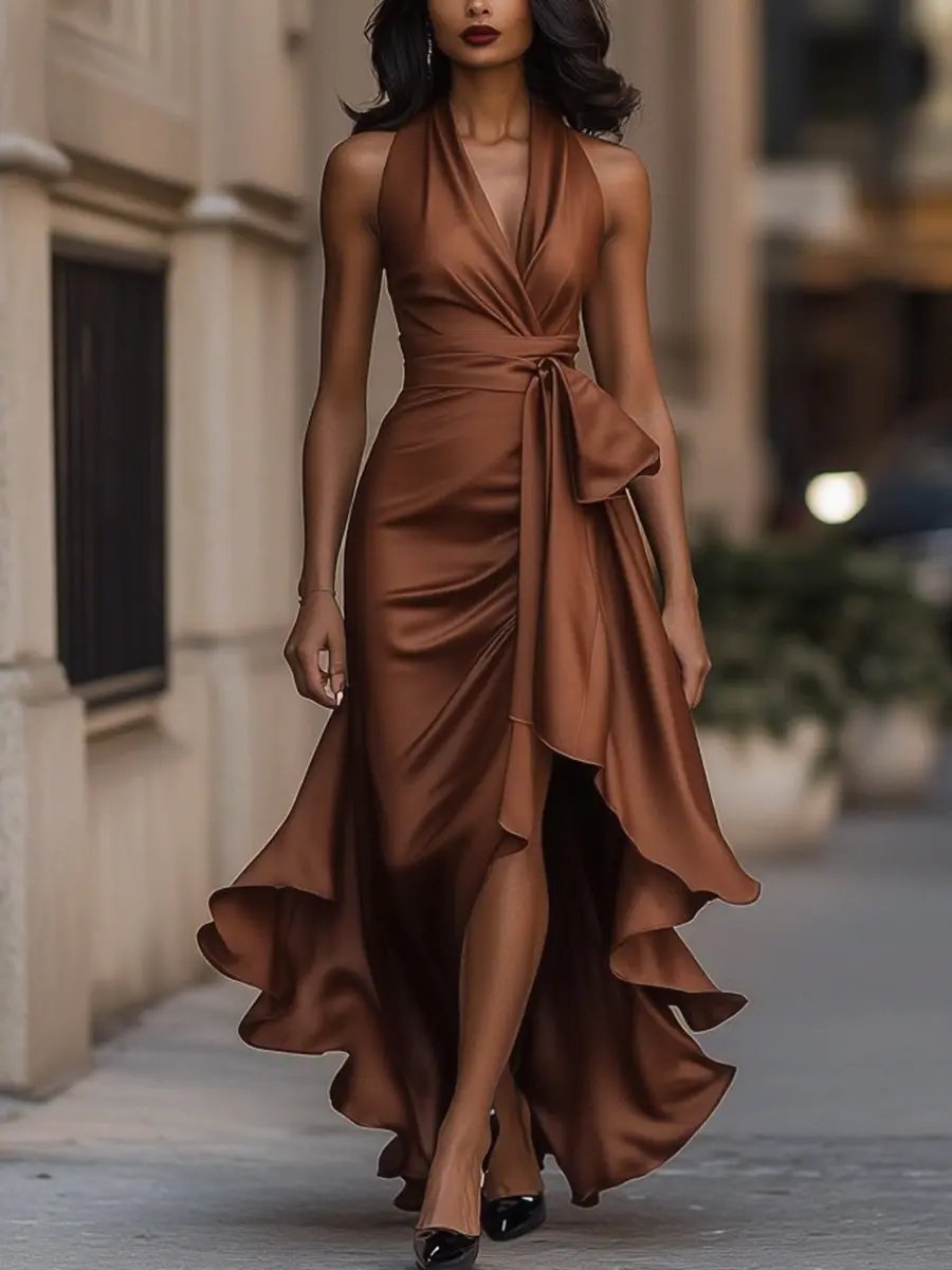 Edenn | Halter Wrap Dress Women with Stylish Flattering Fit