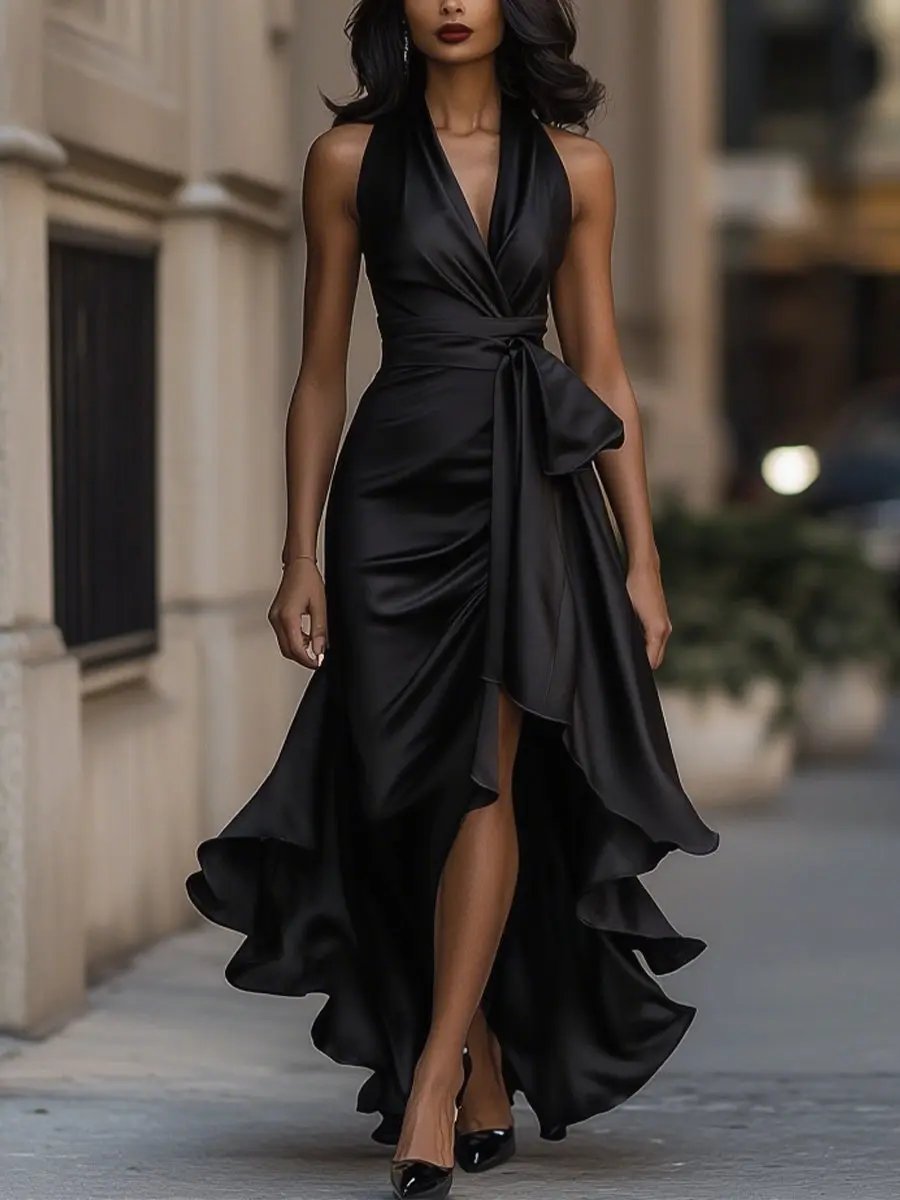 Edenn | Halter Wrap Dress Women with Stylish Flattering Fit