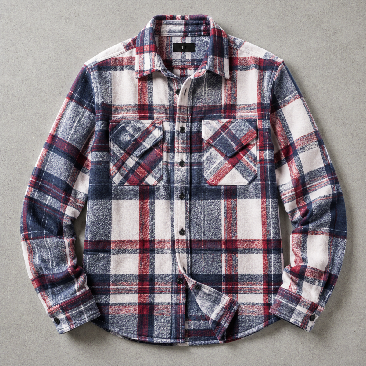 Men's Plaid Shacket - Brushed Button Front Shirt Jacket