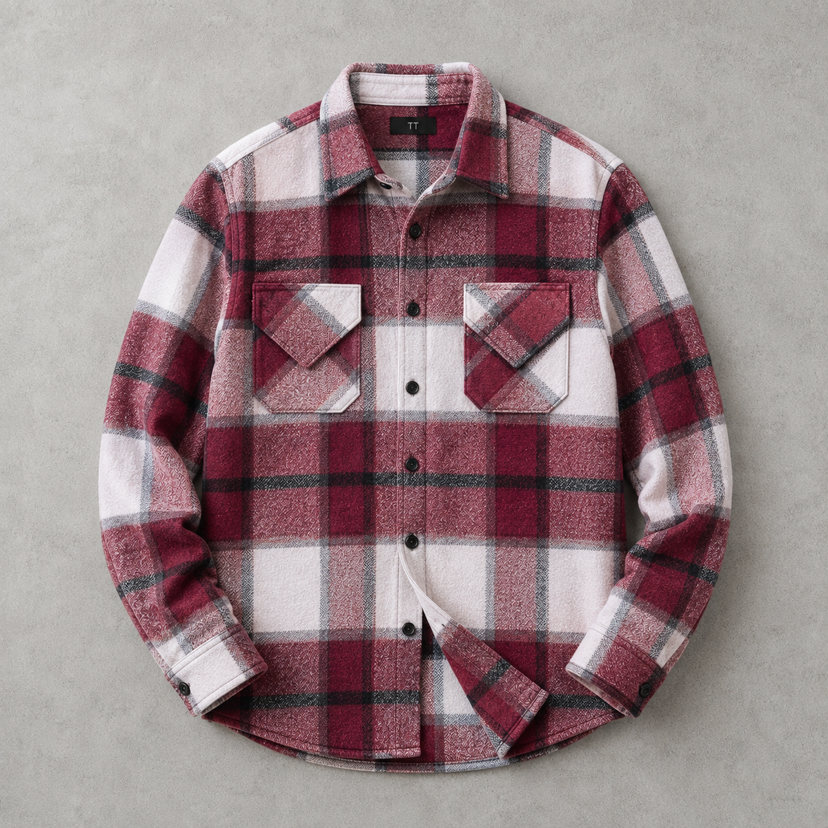 Men's Plaid Shacket - Brushed Button Front Shirt Jacket
