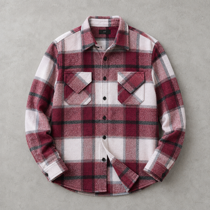 Men's Plaid Shacket - Brushed Button Front Shirt Jacket