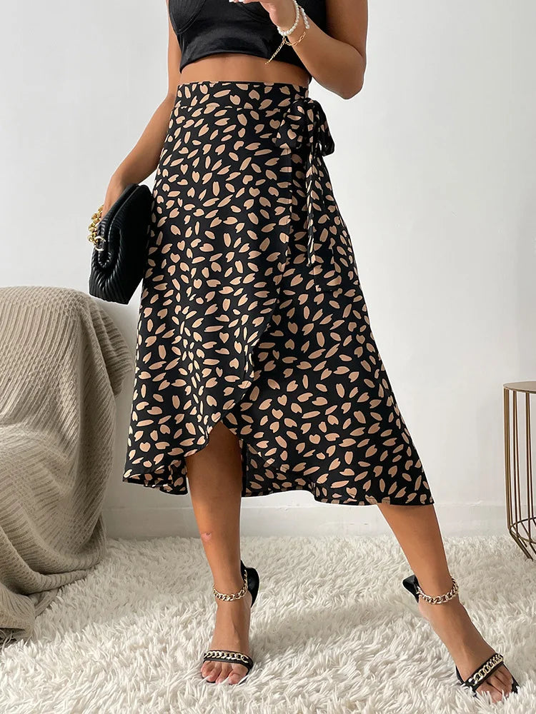 Renata | Women's Maxi Wrap Tie Printed Skirt Boho Summer Style