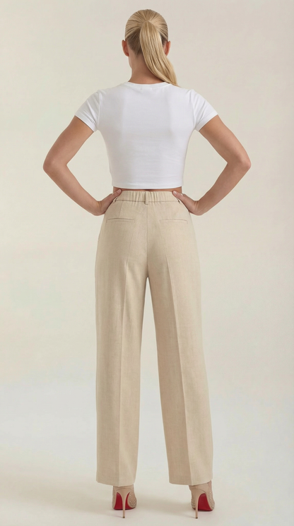 Novagen | Trendy Pleated High-Rise Wide Leg Trousers for Women
