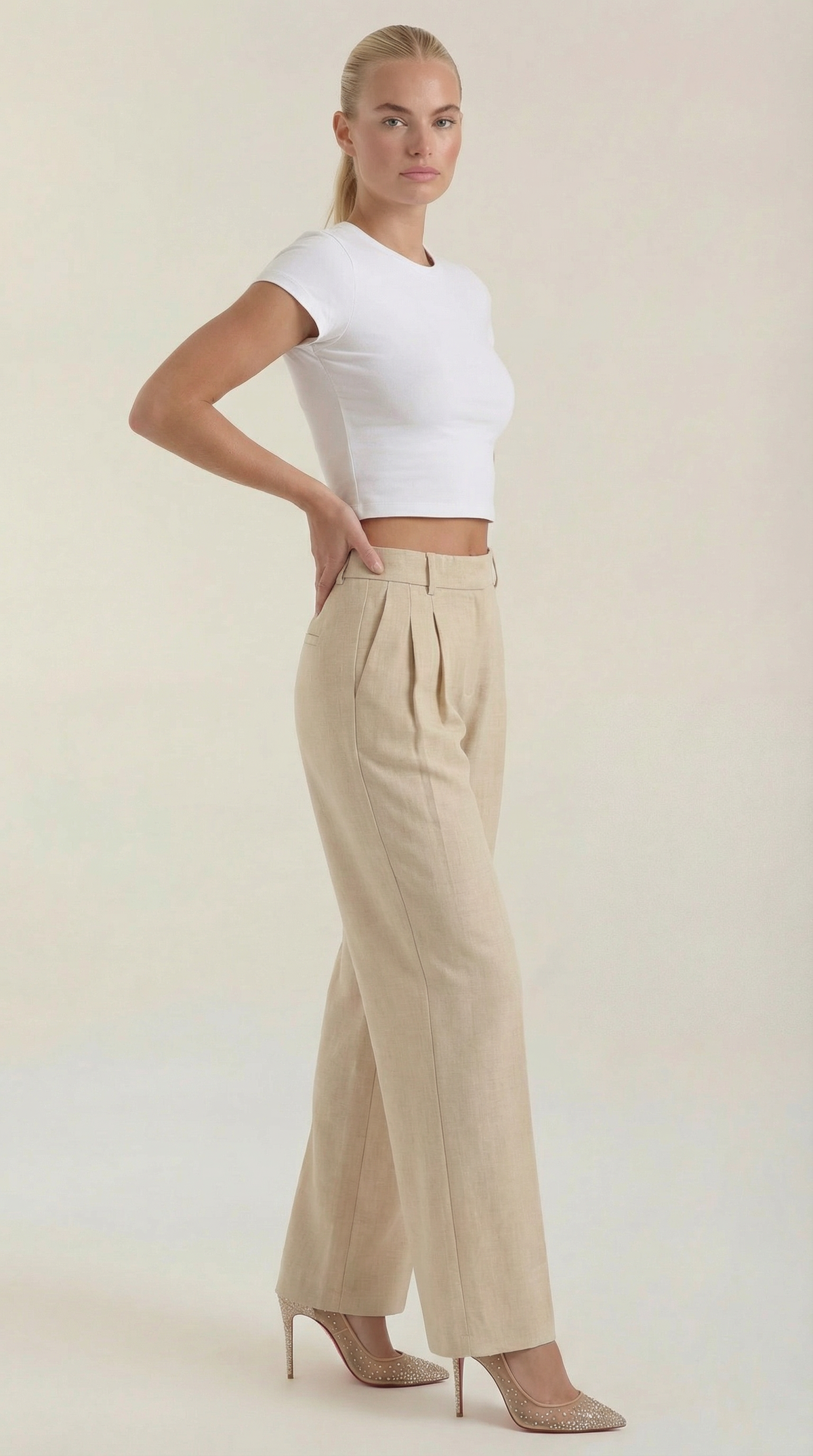 Novagen | Trendy Pleated High-Rise Wide Leg Trousers for Women