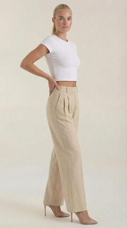 Novagen | Trendy Pleated High-Rise Wide Leg Trousers for Women