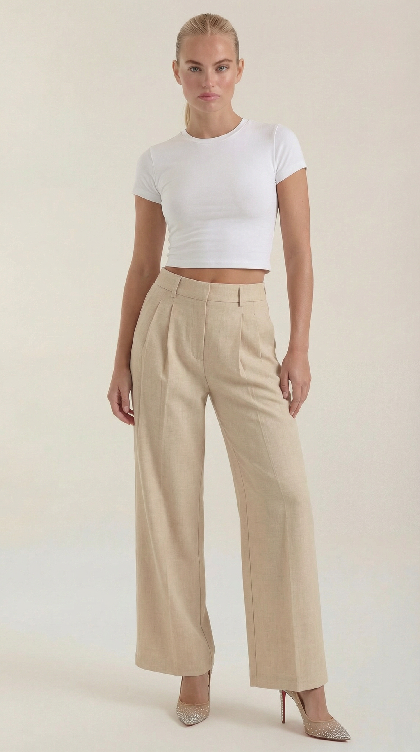 Novagen | Trendy Pleated High-Rise Wide Leg Trousers for Women