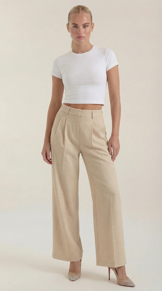 Novagen | Trendy Pleated High-Rise Wide Leg Trousers for Women
