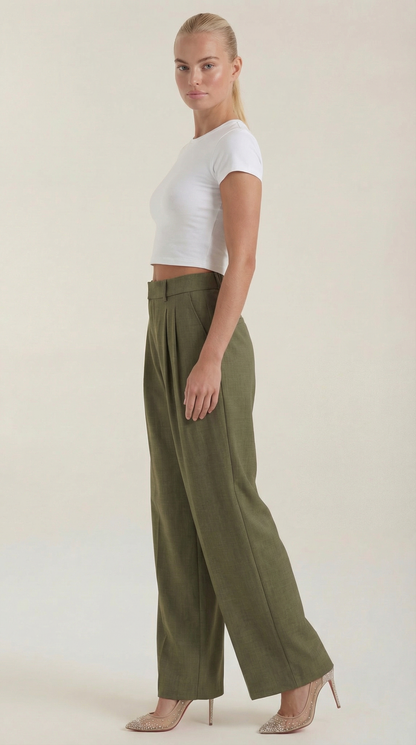 Novagen | Trendy Pleated High-Rise Wide Leg Trousers for Women