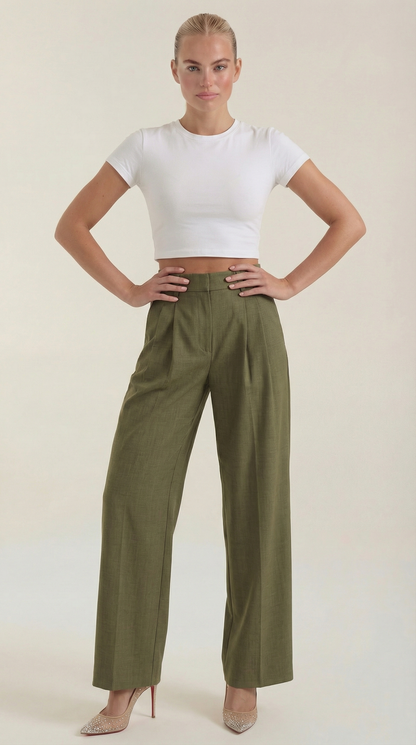 Novagen | Trendy Pleated High-Rise Wide Leg Trousers for Women