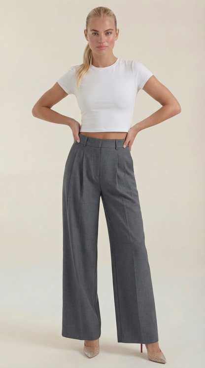Novagen | Trendy Pleated High-Rise Wide Leg Trousers for Women
