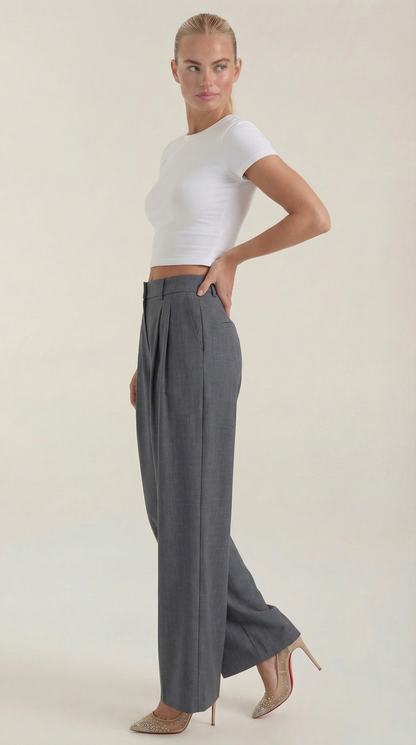 Novagen | Trendy Pleated High-Rise Wide Leg Trousers for Women