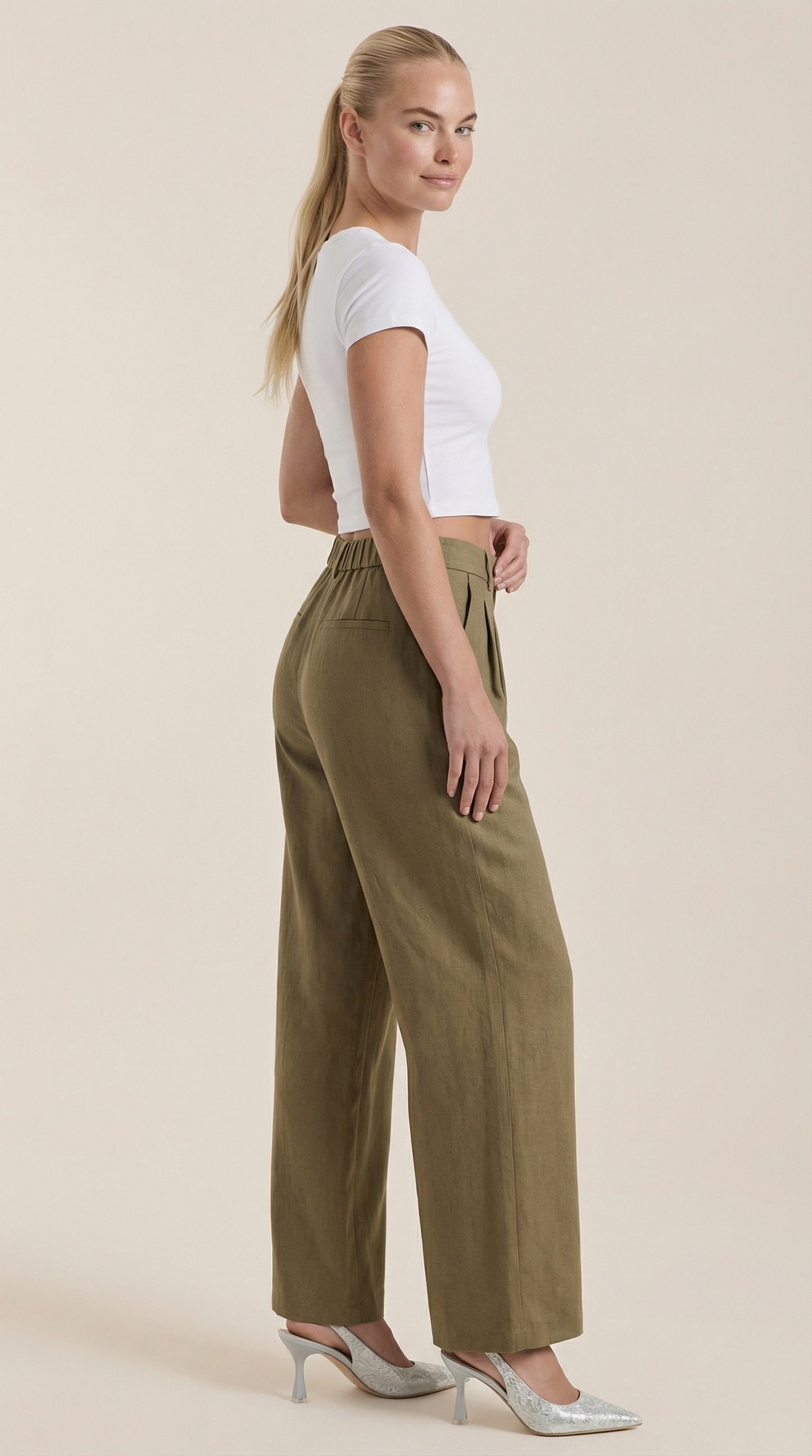 Novagen | Trendy Pleated High-Rise Wide Leg Trousers for Women