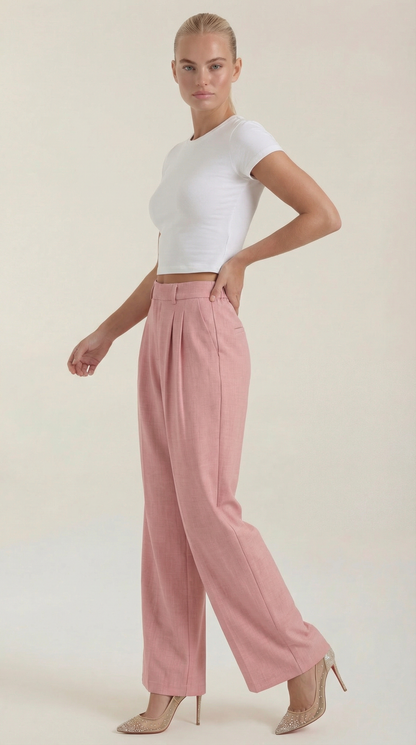 Novagen | Trendy Pleated High-Rise Wide Leg Trousers for Women