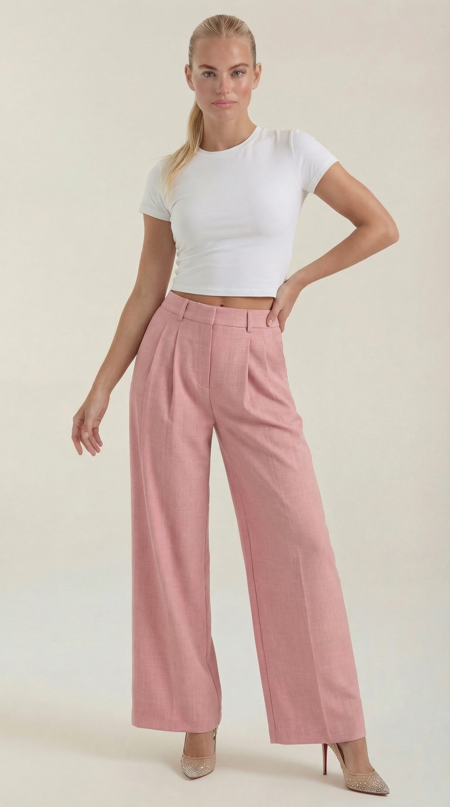 Novagen | Trendy Pleated High-Rise Wide Leg Trousers for Women