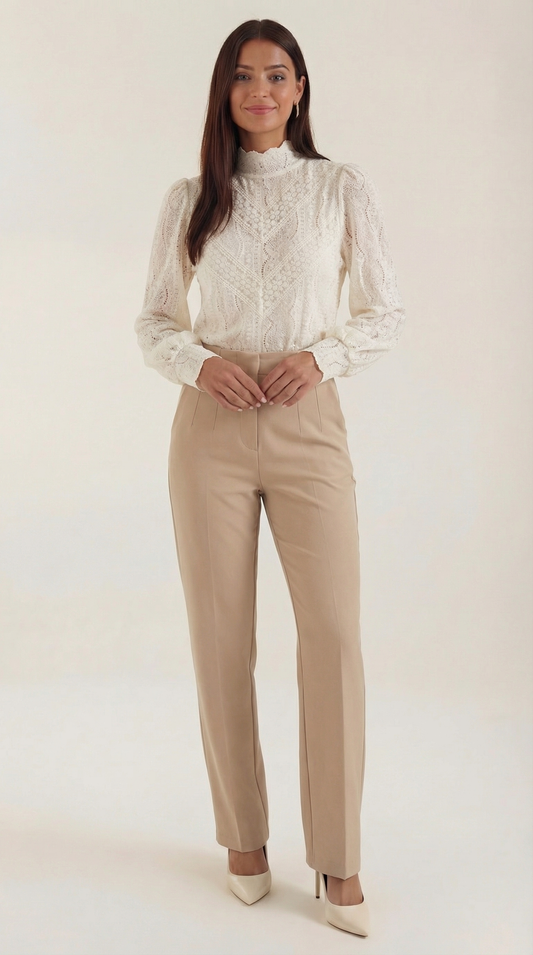 Brisellea | Women's Long Sleeve Blouse with Fashion Lace-Inspired Design