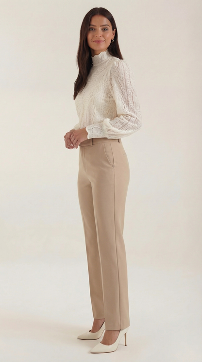 Brisellea | Women's Long Sleeve Blouse with Fashion Lace-Inspired Design
