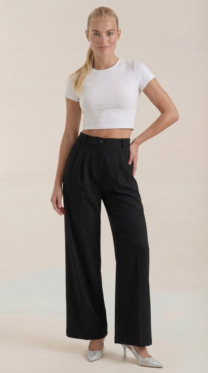 Loxaria | Women's Elegant Wide Leg Business Trousers for Office Style