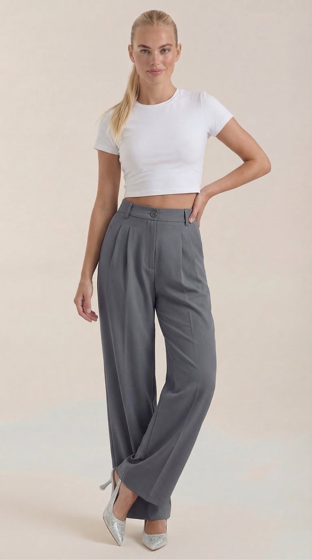 Loxaria | Women's Elegant Wide Leg Business Trousers for Office Style