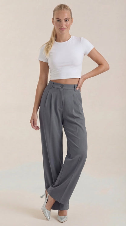 Loxaria | Women's Elegant Wide Leg Business Trousers for Office Style
