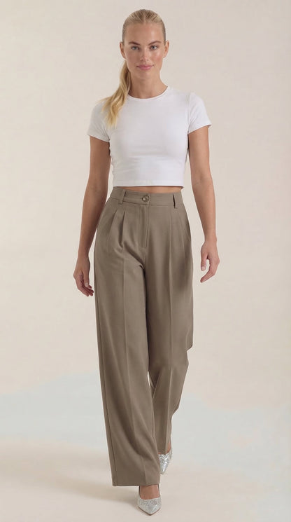 Loxaria | Women's Elegant Wide Leg Business Trousers for Office Style