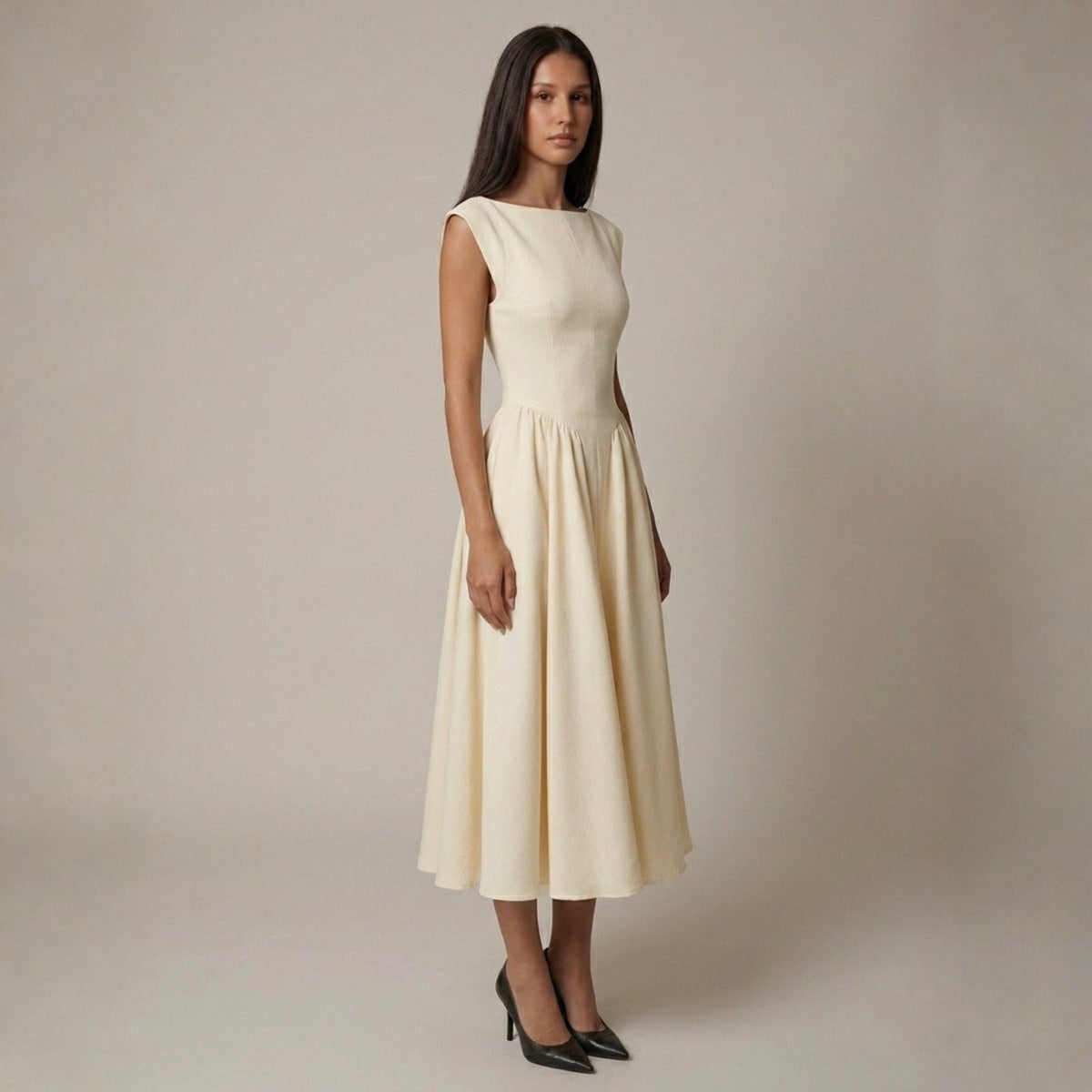 Rosa | Women's Wedding Guest Cut-Out Midi Dress for Formal Occasion