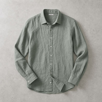 Men's Linen Shirt - Long Sleeve Casual Button Down