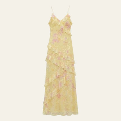 Selene | Women's Wedding Guest Ruffle Tiered Maxi Dress Elegant Occasion