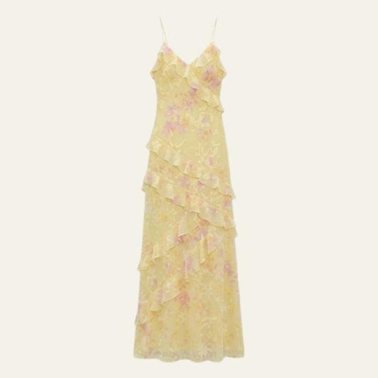 Selene | Women's Wedding Guest Ruffle Tiered Maxi Dress Elegant Occasion