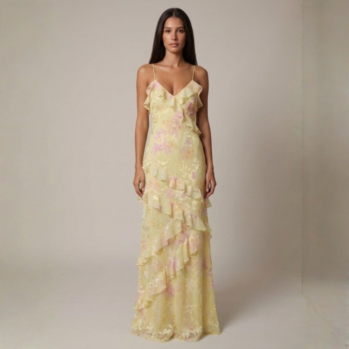 Selene | Women's Wedding Guest Ruffle Tiered Maxi Dress Elegant Occasion