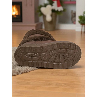 Women's Ankle Snow Boots Fur Trimmed Buckle Detail