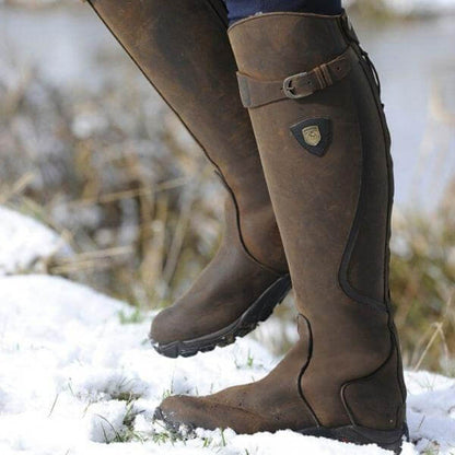 Women's Knee-High Riding Boots Buckle Strap Rubber Sole