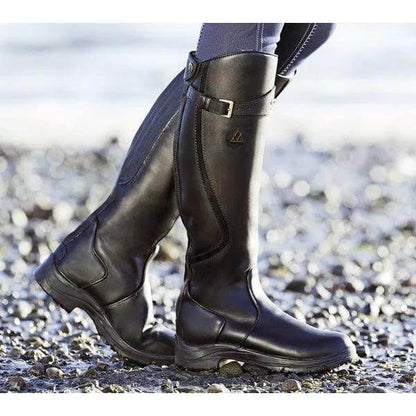 Women's Knee-High Riding Boots Buckle Strap Rubber Sole