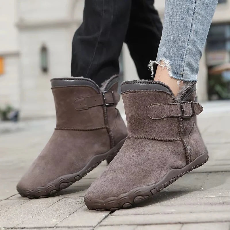 Women's Winter Snow Boots Fleece-Lined Buckle Ankle