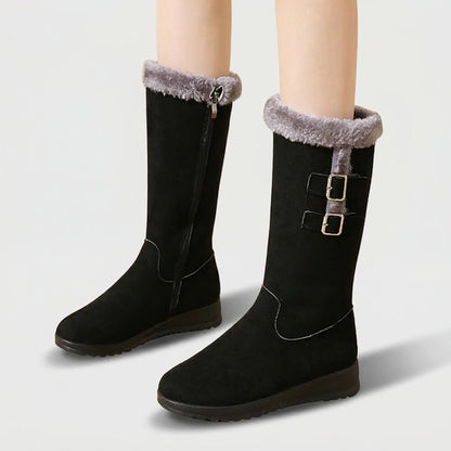 Women's Mid-Calf Snow Boots Warm Lined Buckle Detail