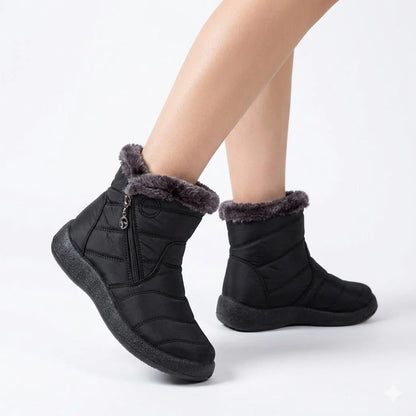 Women's Quilted Waterproof Snow Boots Side-Zip