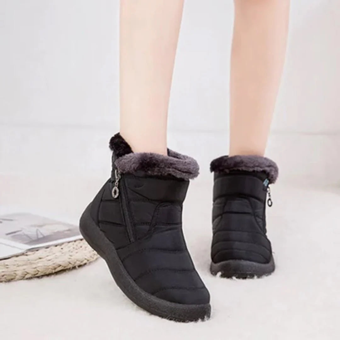 Women's Quilted Waterproof Snow Boots Side-Zip