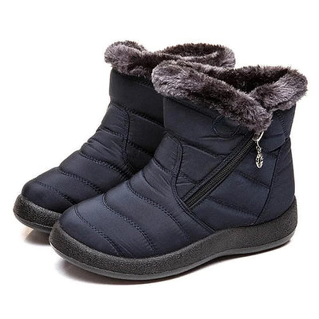 Women's Quilted Waterproof Snow Boots Side-Zip