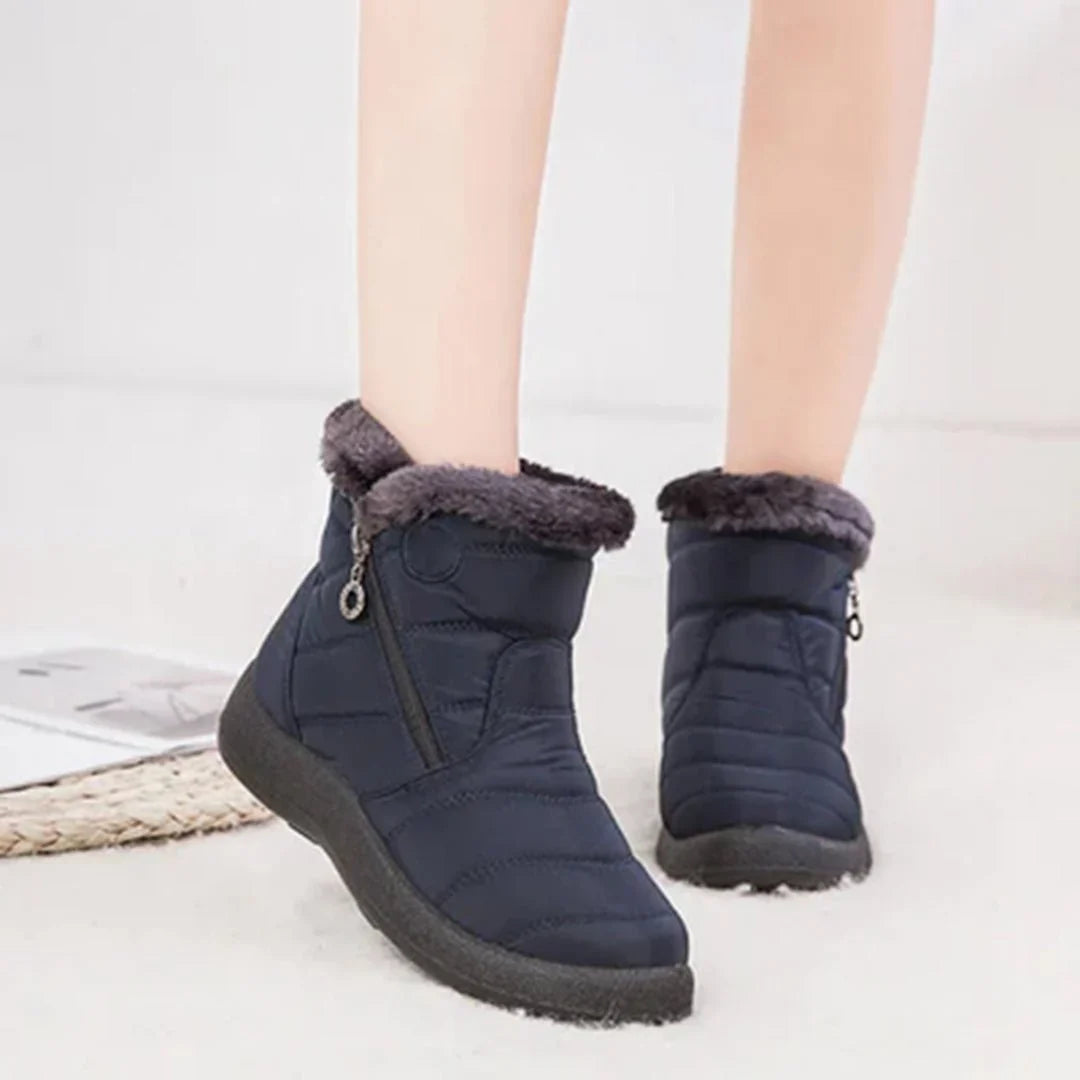 Women's Quilted Waterproof Snow Boots Side-Zip