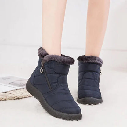 Women's Quilted Waterproof Snow Boots Side-Zip